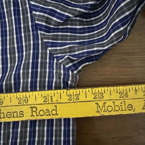 English Laundry Men's Long Sleeve Blue Checked 16 34/35 Flip Cuff Handsome - Picture 9 of 11